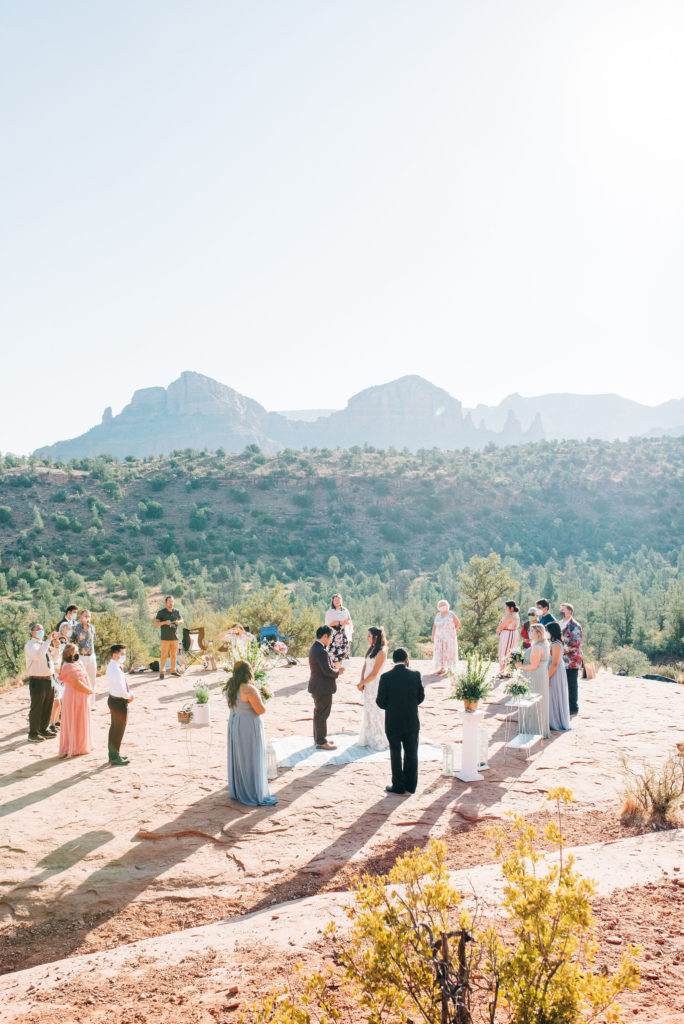 Ceremony Elopement on top of mountain Cathedral Rock