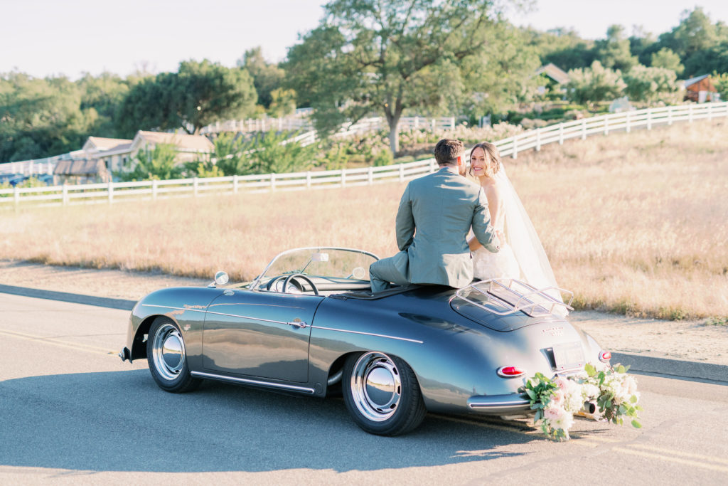 Wedding photographer in temecula California with vintage car 
