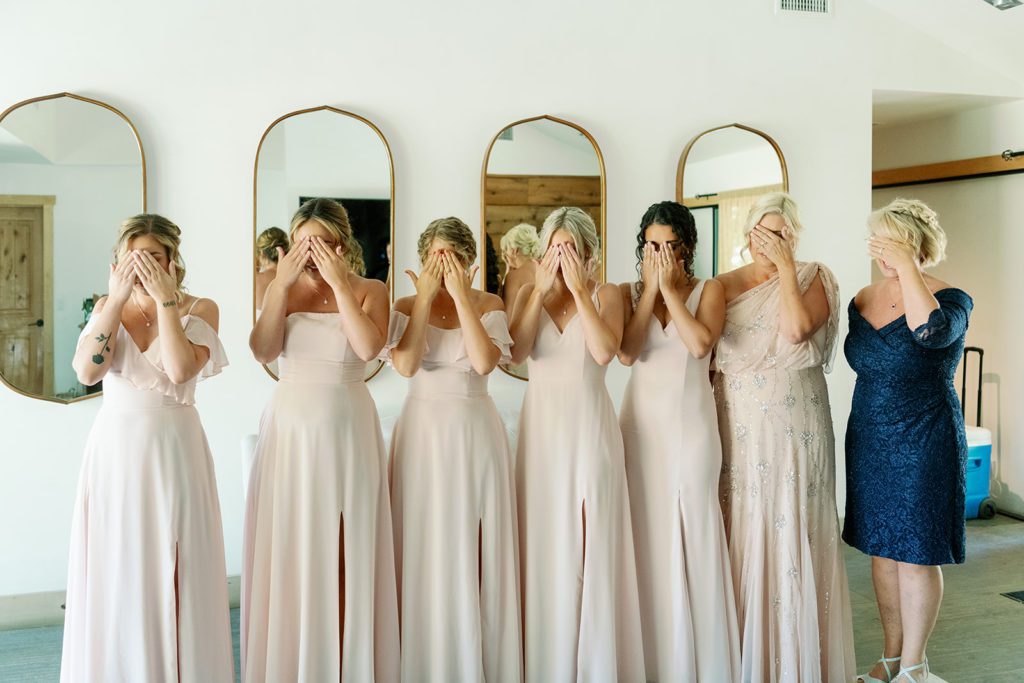 first look With bridesmaids 